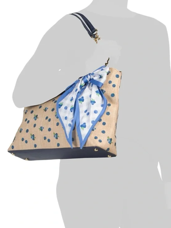 NWT Betsey Johnson Blueberry Tote Bag w/ Blueberry Print Scarf - Picture 2 of 4